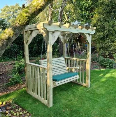 Ophelia 2-Seater Garden Swing - Ivory, Redwood