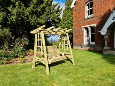 Pergola 2-Seater Garden Swing - Ivory, Redwood image