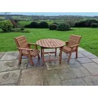 Redwood 2-Seater Round Garden Dining Set - Brown