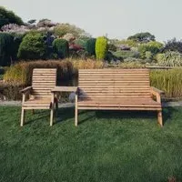 Redwood 3-Seater Garden Bench and Chair Set - Brown