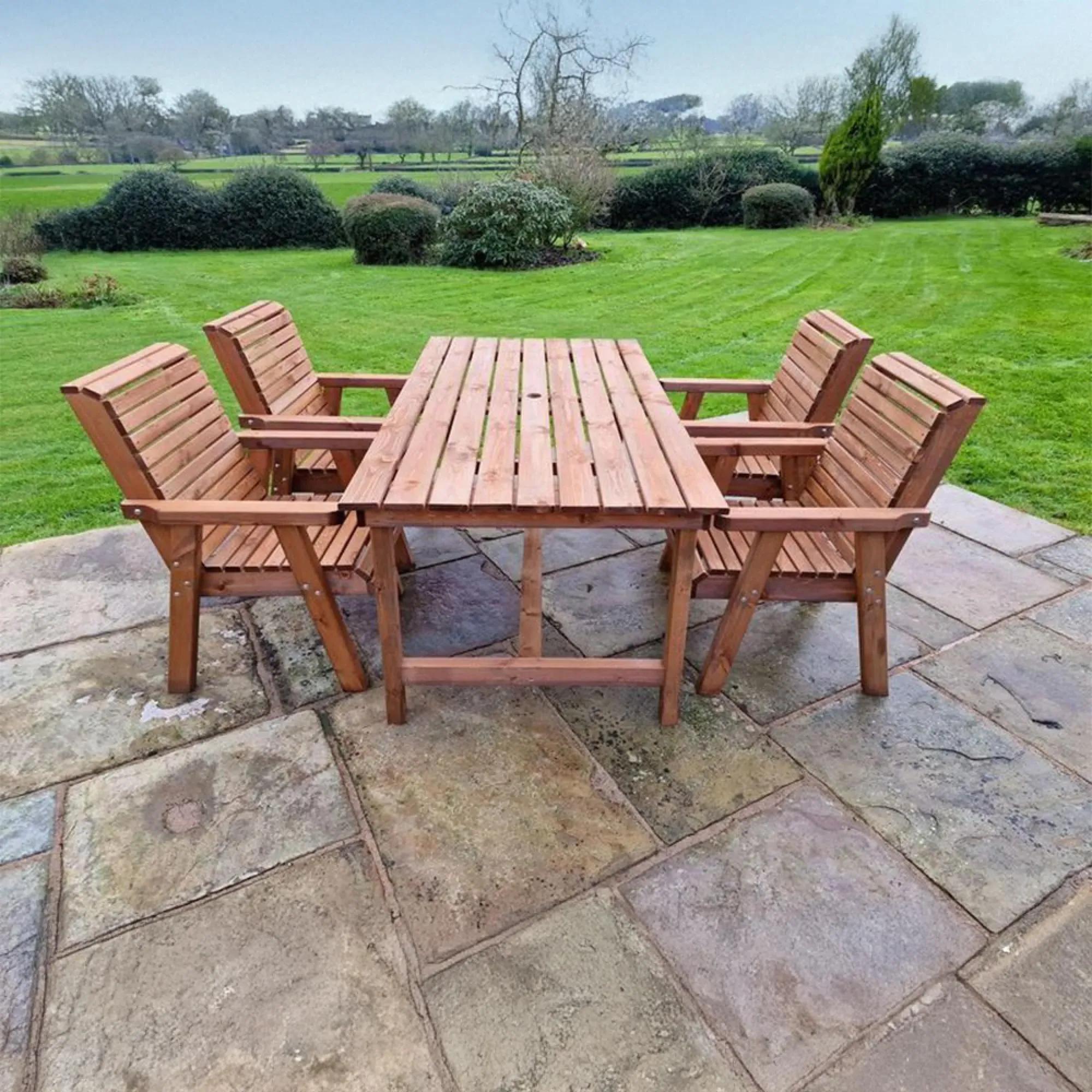 Redwood 4-Seater Garden Dining Set - Brown