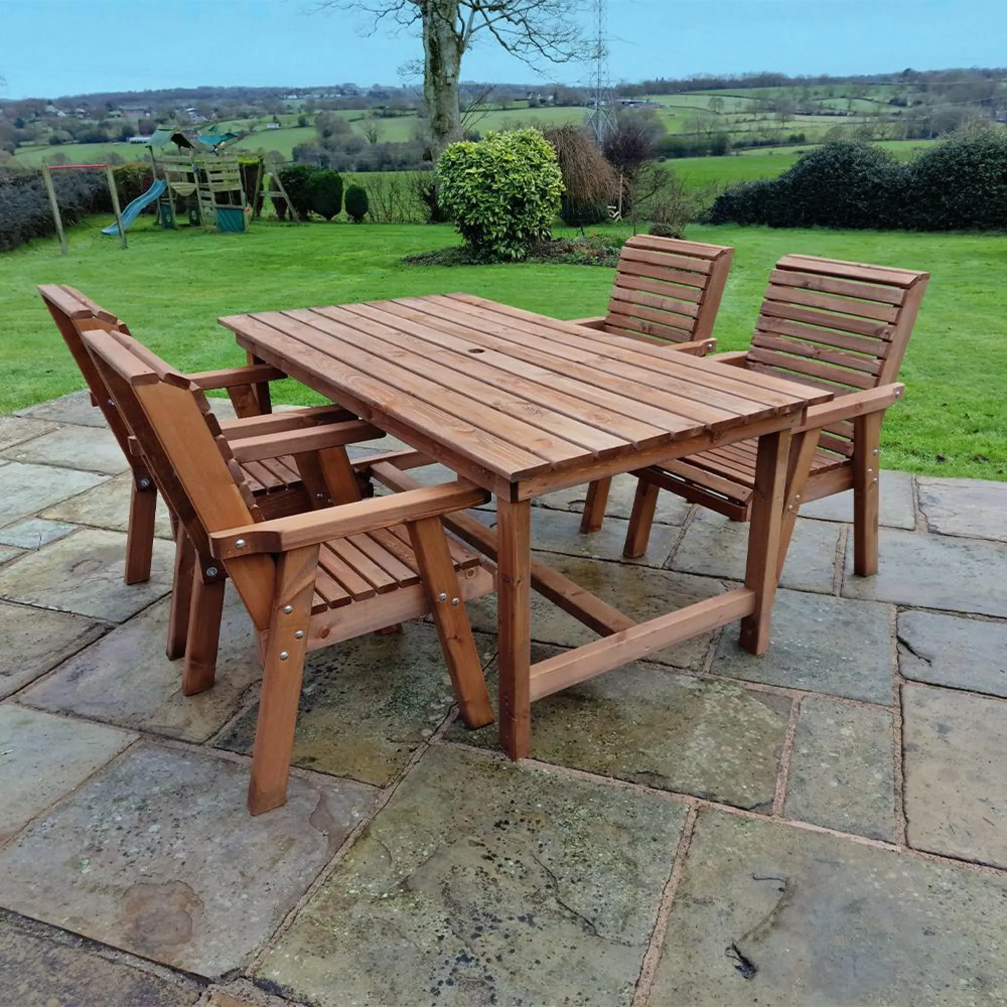 Redwood 4-Seater Garden Dining Set - Brown