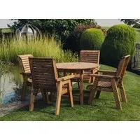 Redwood 4-Seater Round Garden Dining Set - Brown