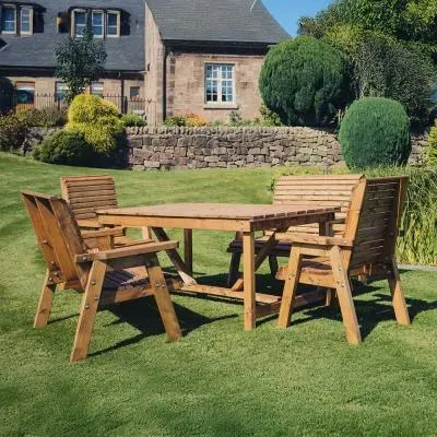 Redwood 6 Seater Garden Dining Set - Brown image