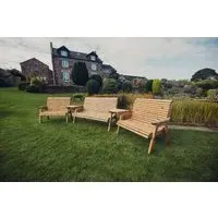 Redwood Angled Garden Benches Set 2x2-Seater 1x3-Seater - Brown