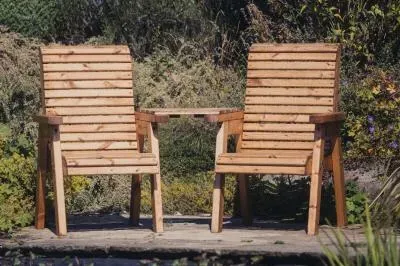 Redwood Angled Garden Love Seat - Brown image