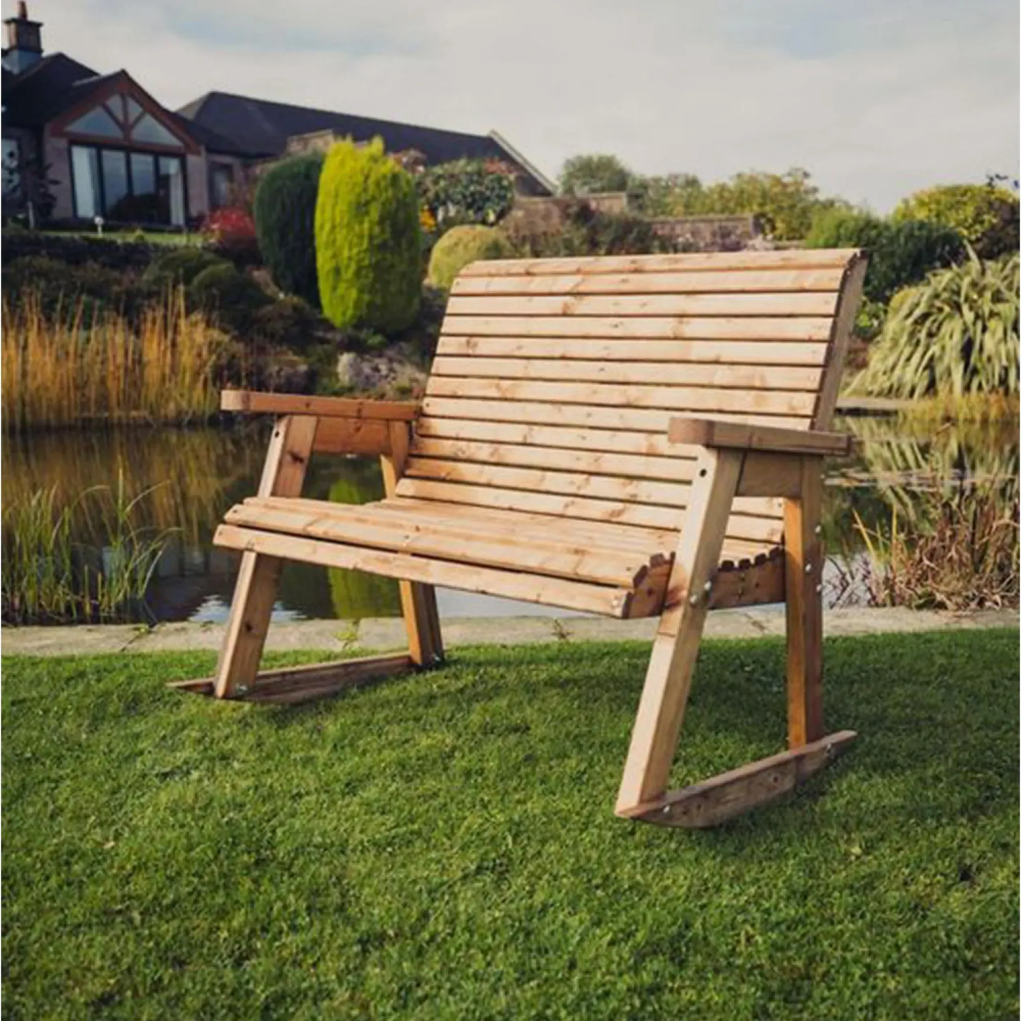 Redwood Garden Rocking Bench - Brown