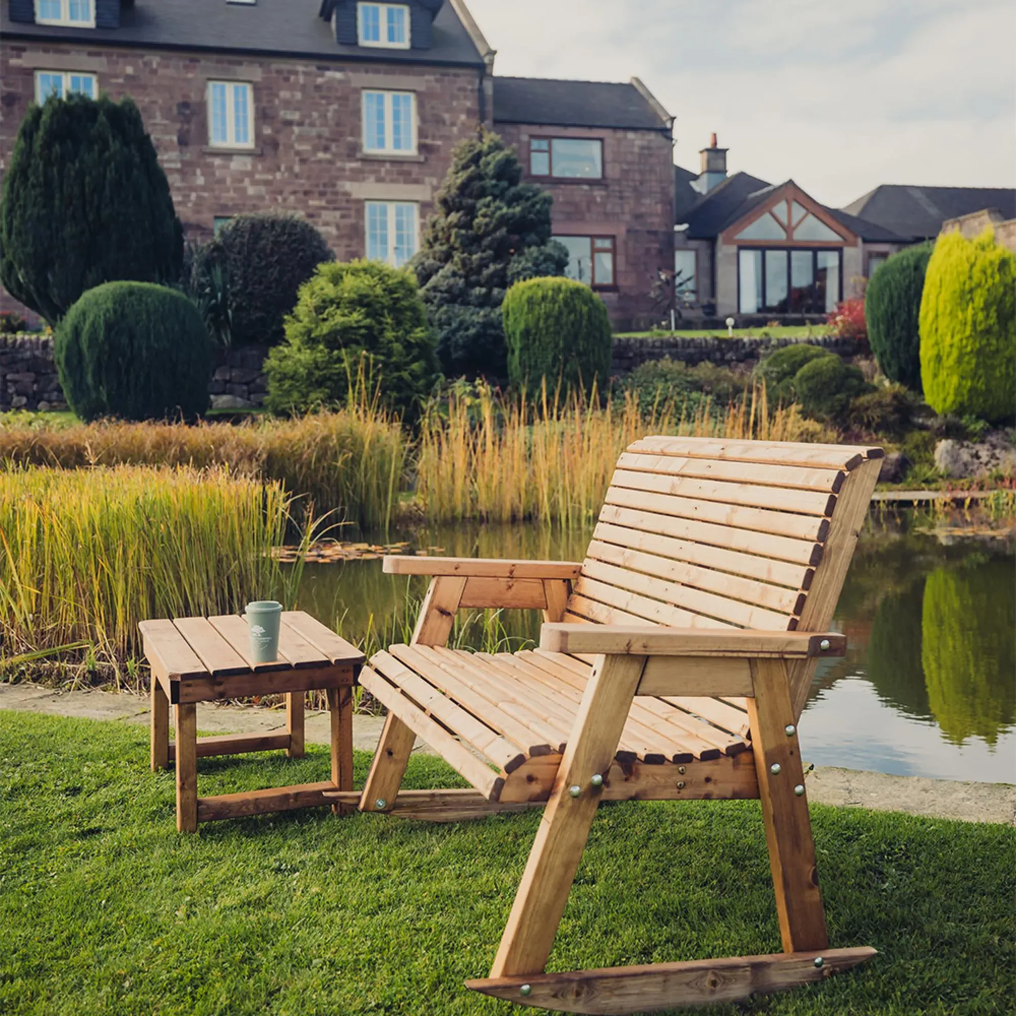 Redwood Garden Rocking Bench - Brown