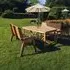 Redwood Rectangular Garden Table Set with 2 Benches - Brown
