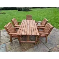 Redwood Rectangular Garden Table Set with 5 Chairs - Brown