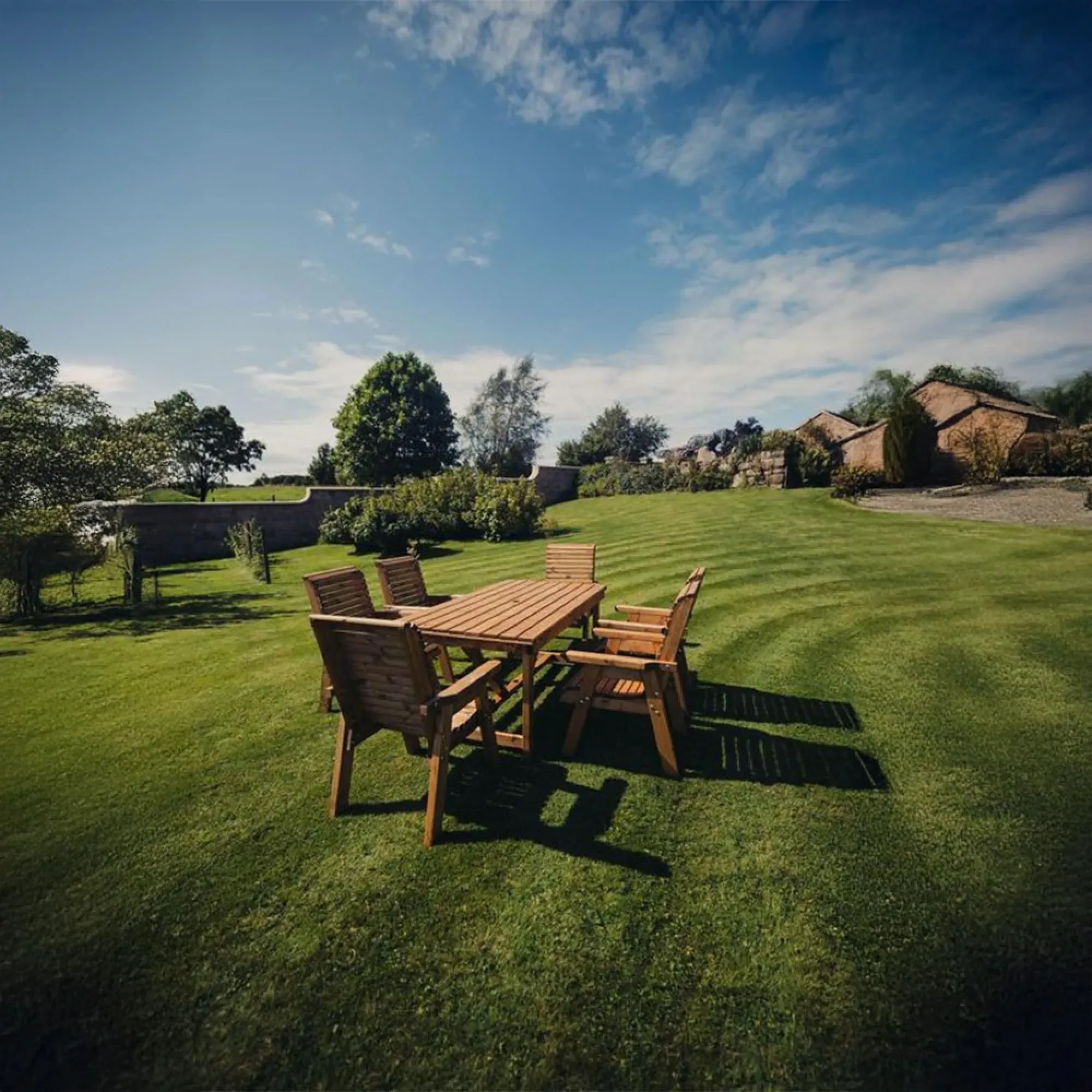 Redwood Rectangular Garden Table Set with 6 Chairs - Brown