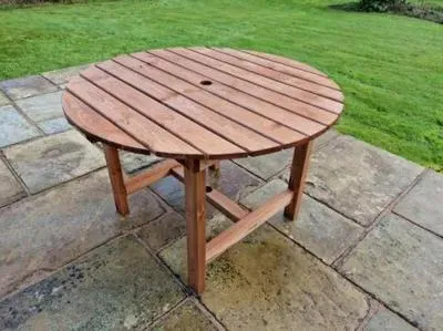 Redwood Round Garden Table - Brown image