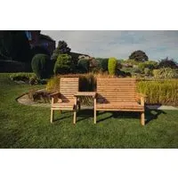 Redwood Straight Garden Trio Bench Set - Brown