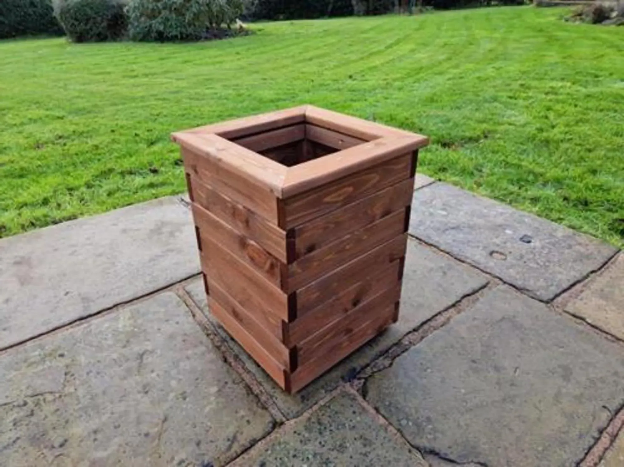 Redwood Tall Square Garden Planter - Brown