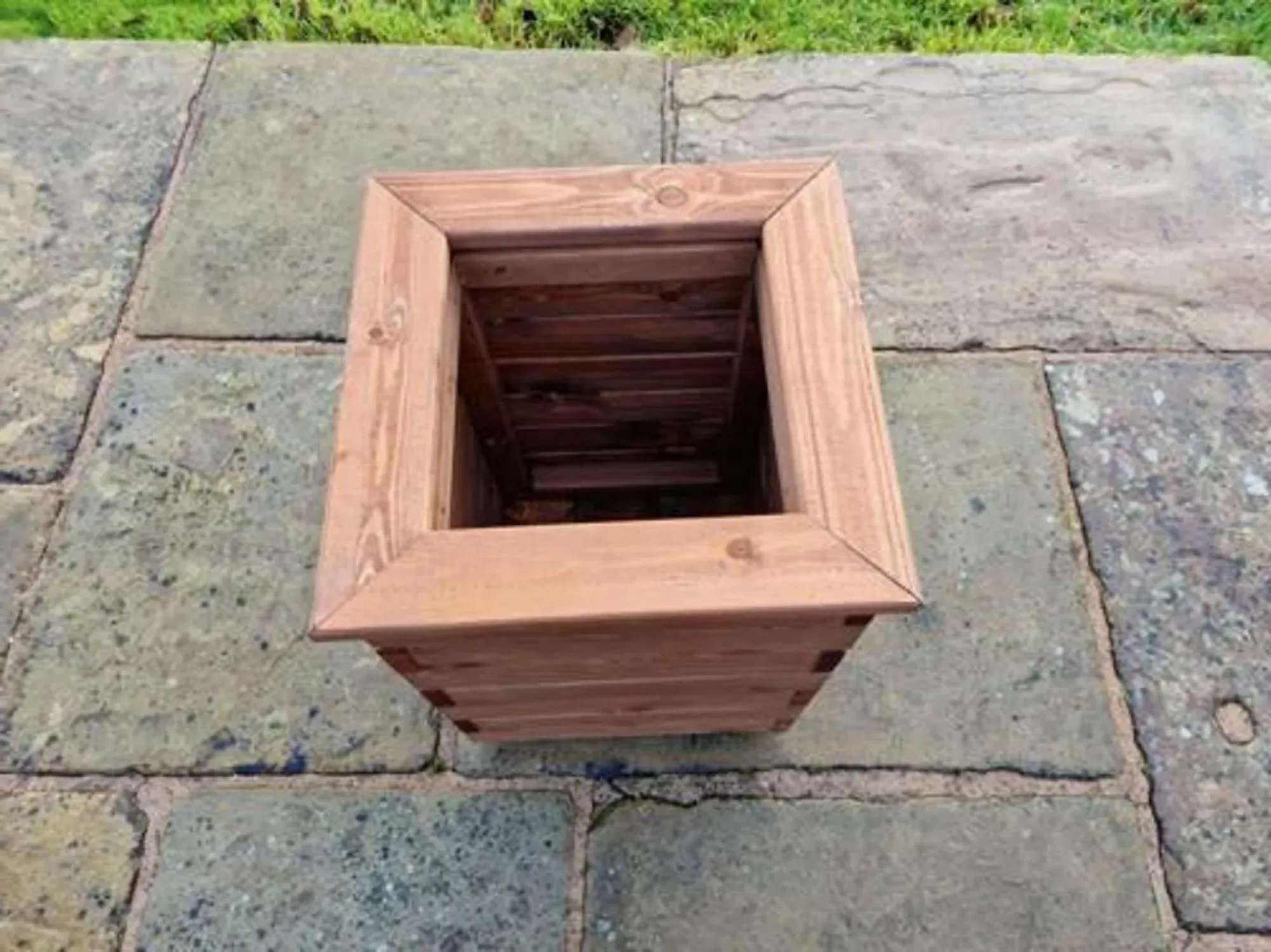 Redwood Tall Square Garden Planter - Brown