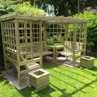 Riviera Timber Pergola Garden Seats - Ivory image