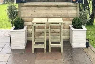 Timber Wood Garden Bar Stool - Set of 2