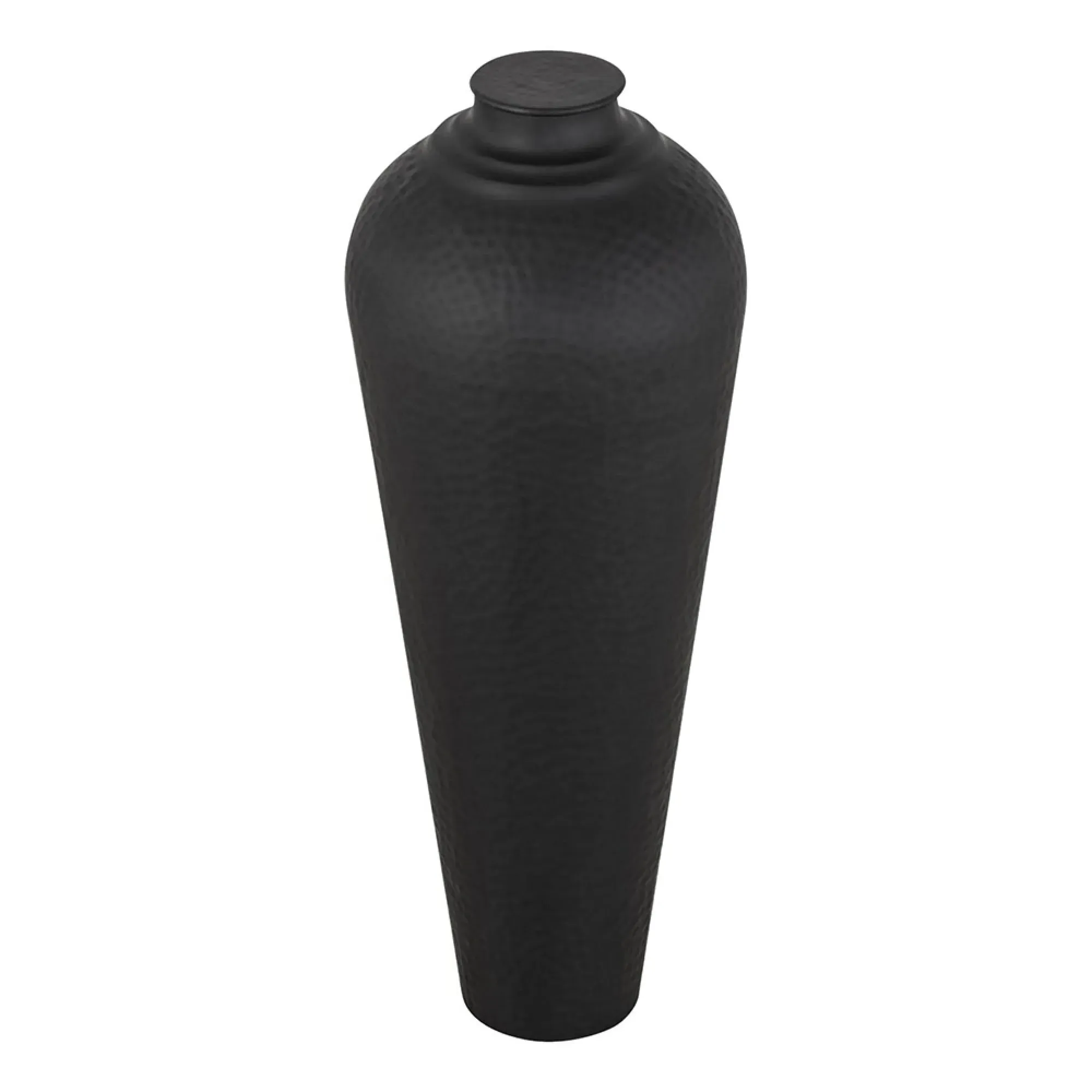 A262 Medium Hammered Vase with Lid - Black, Metal