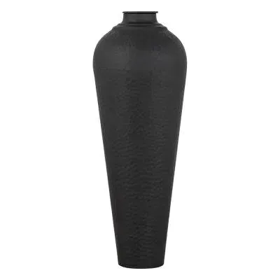 A262 Medium Hammered Vase with Lid - Black, Metal image