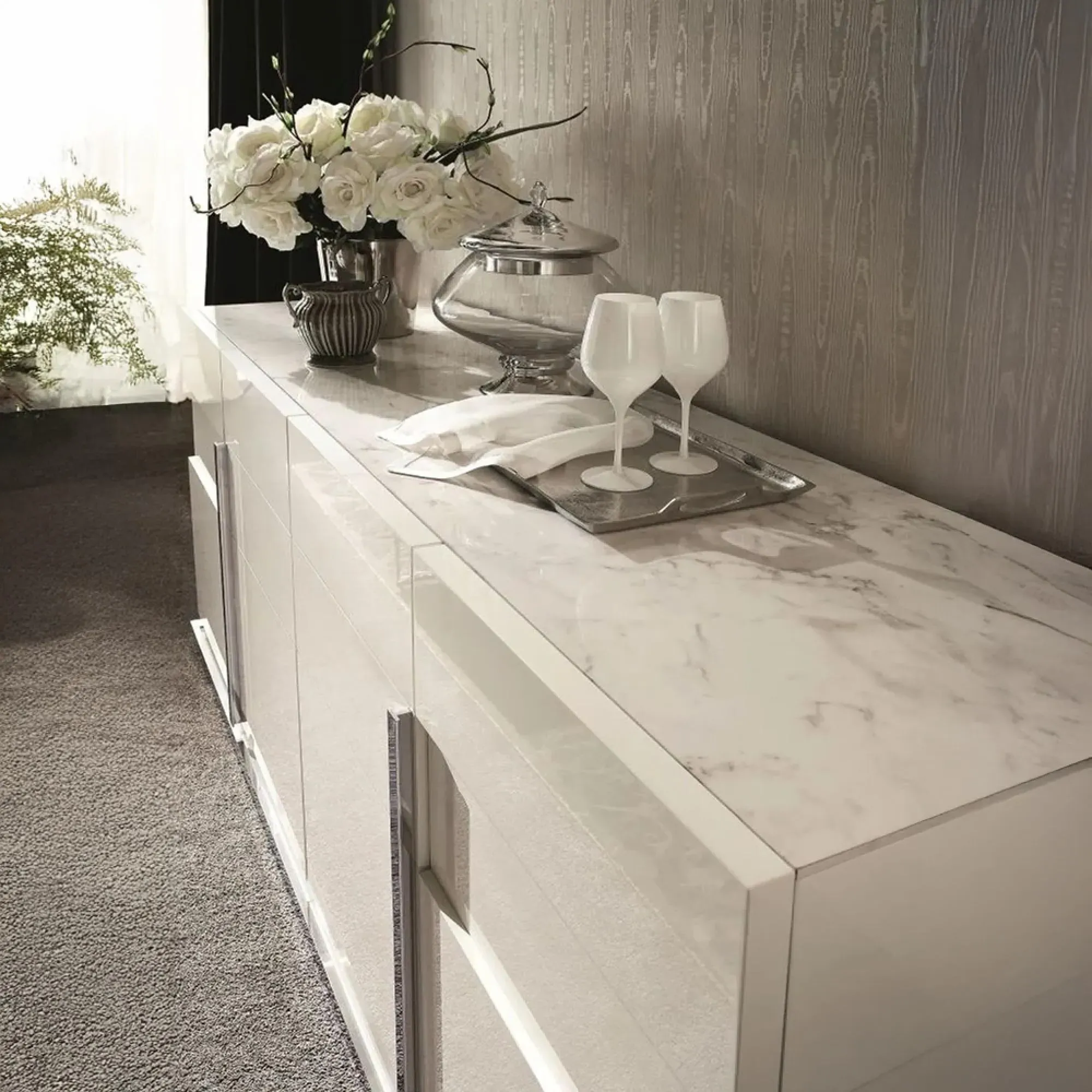 Alf Italia Canova 3 Door Large Sideboard - White, Gloss