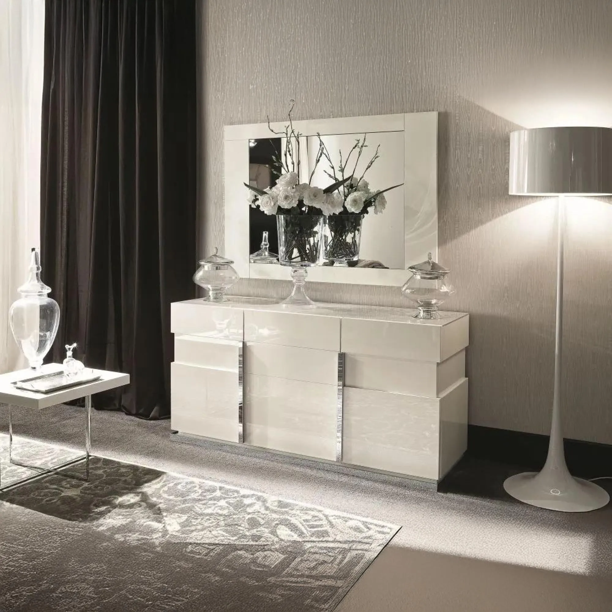 Alf Italia Canova 3 Door Large Sideboard - White, Gloss