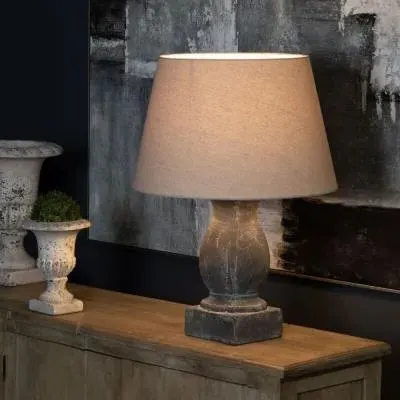 Amalfi Pillar Table Lamp with Linen Shade - Grey image