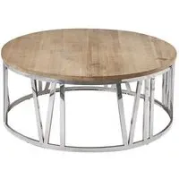 Asbury Round Clock Coffee Table - Pine