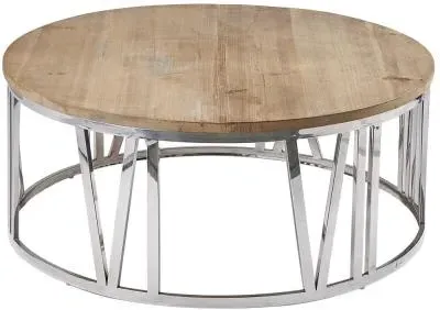 Asbury Round Clock Coffee Table - Pine