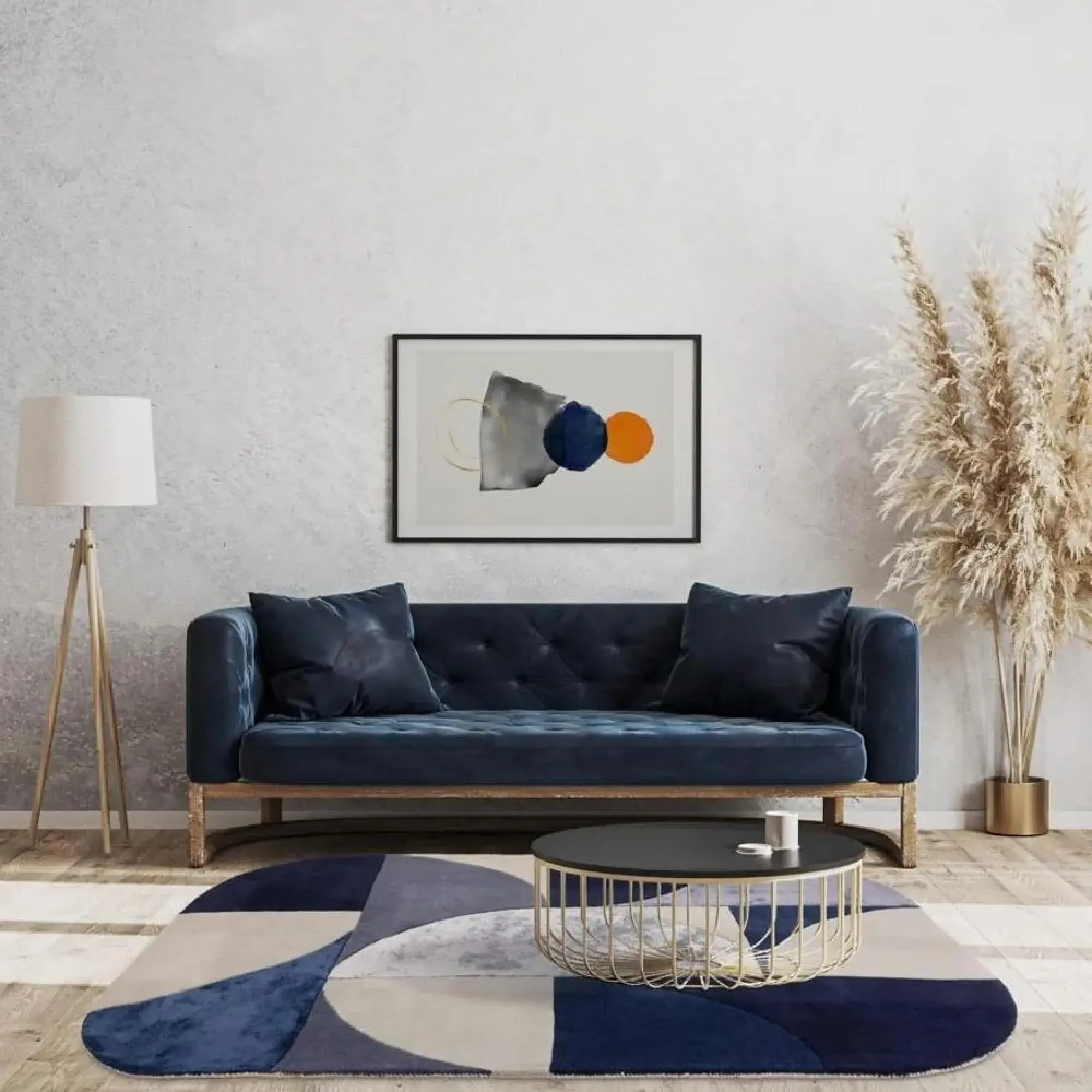 Asiatic Matrix Oval 74 Rug - Indigo