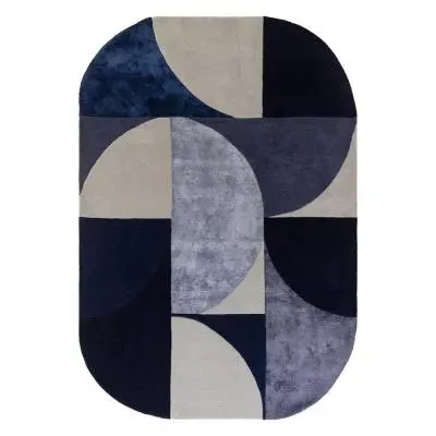 Asiatic Matrix Oval 74 Rug - Indigo