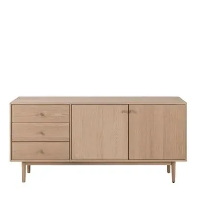 Aston Oak 2 Door Large Sideboard - White, Oak Veneer image