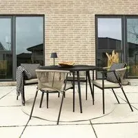 Atlanta 4 Seater Round Garden Dining Table - Black