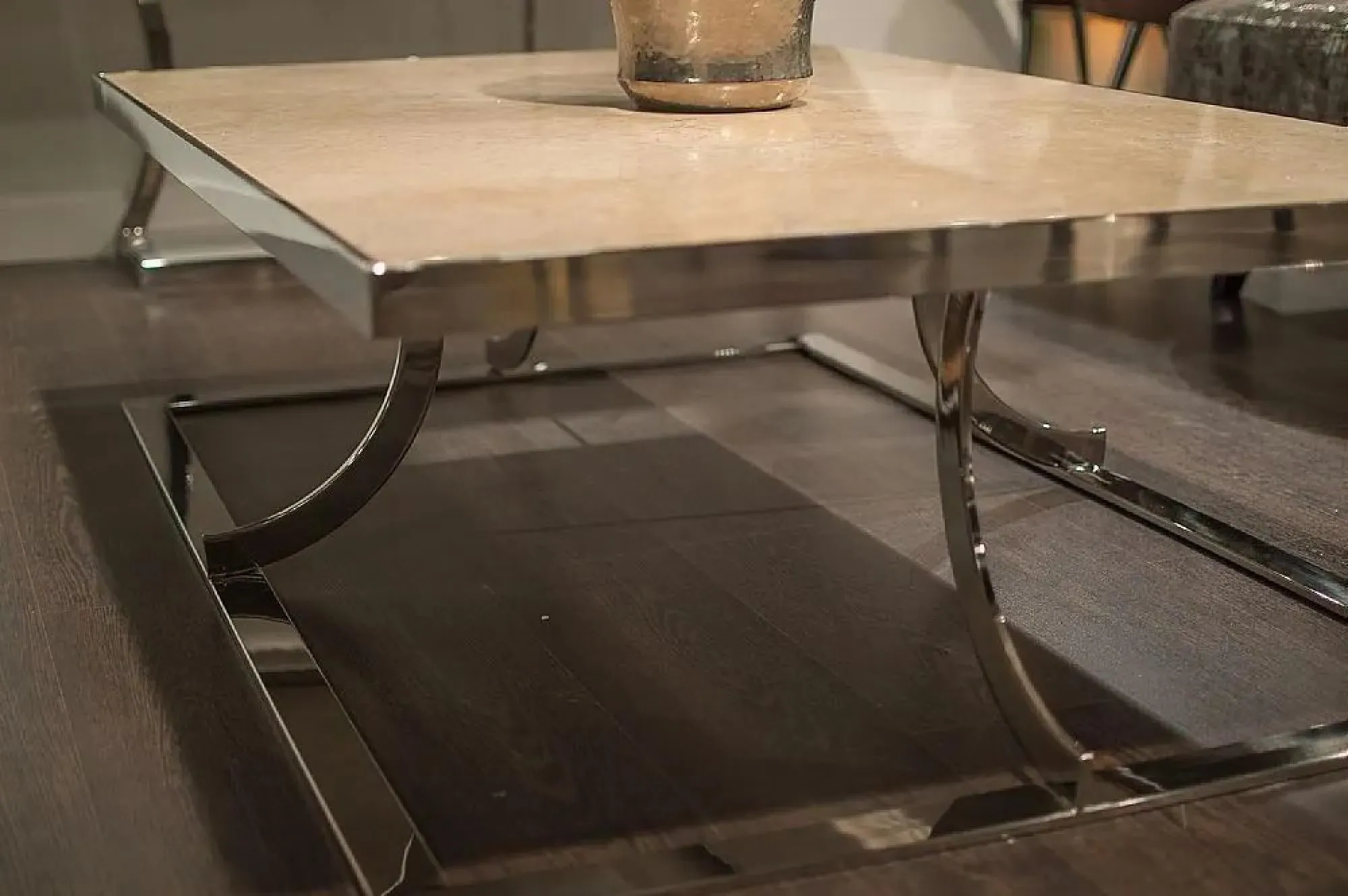 Aurora Marble Coffee Table with Stainless Steel Base