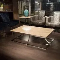 Aurora Marble Coffee Table with Stainless Steel Base