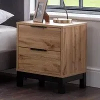 Bali Oak 2 Drawer Bedside Cabinet - Oak