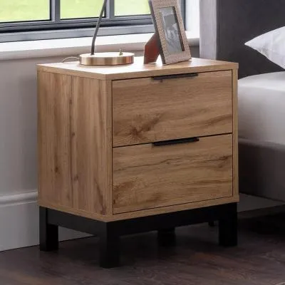 Bali Oak 2 Drawer Bedside Cabinet - Oak