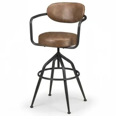 Barbican Swivel Barstool with Back - Brown