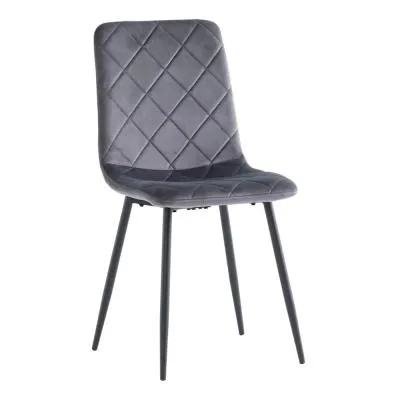 Bella Cross Stitched Dining Chair Set - Grey, Velvet image