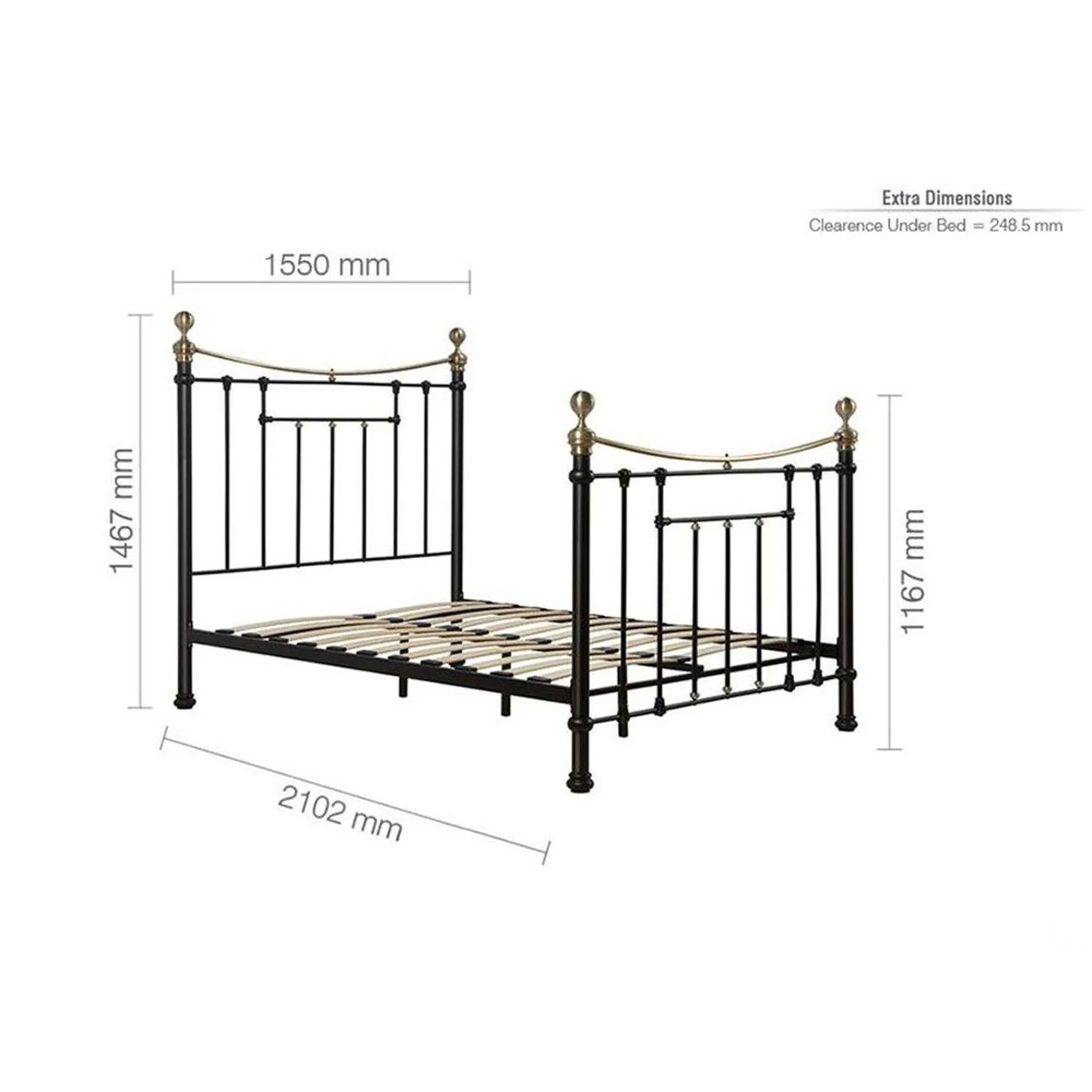 Bronte King Size Bed Frame - Black, Metal