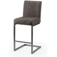 Brooklyn Barstool with Back - Grey, Faux Leather