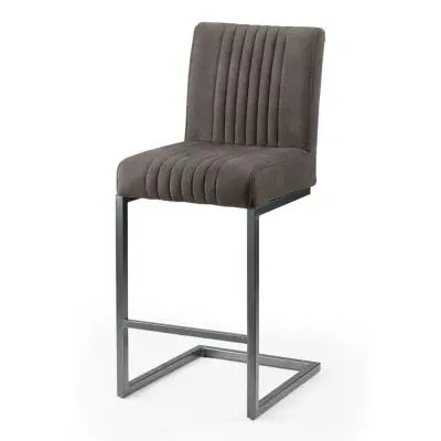 Brooklyn Barstool with Back - Grey, Faux Leather image