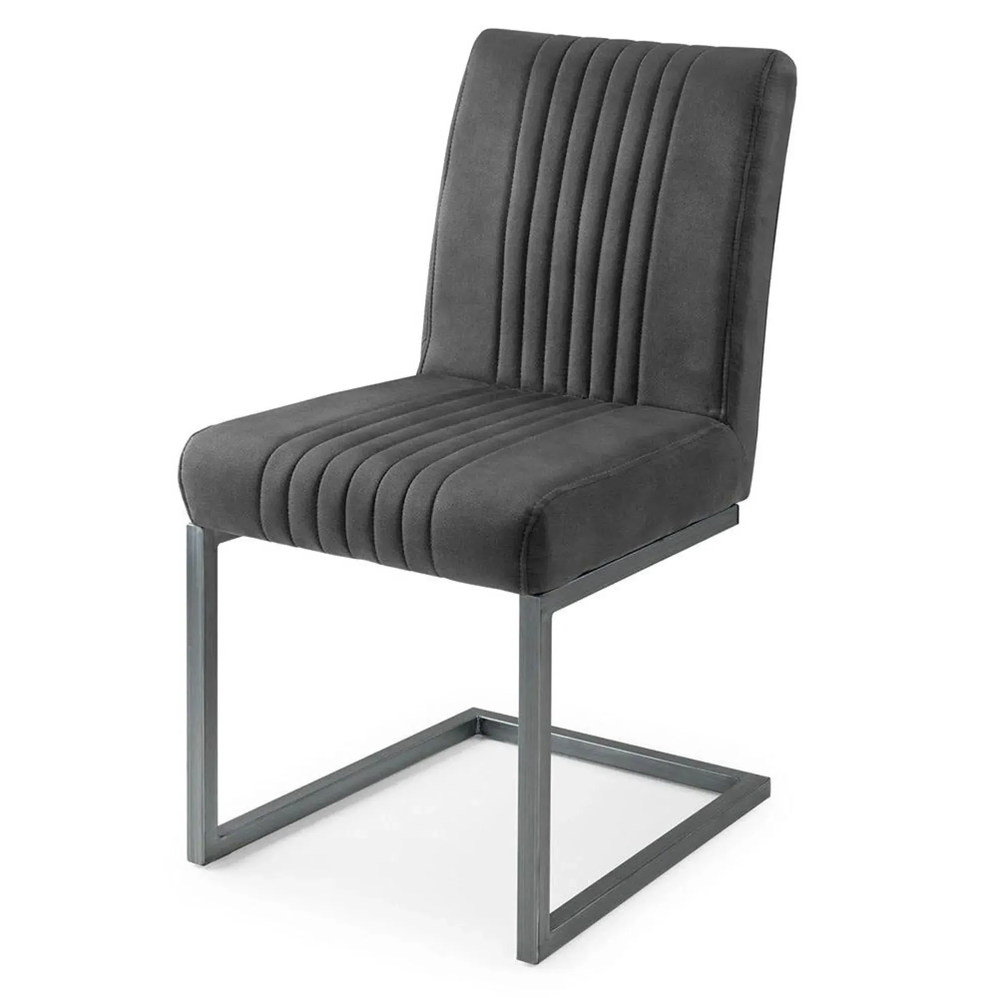 Brooklyn Cantilever Dining Chair - Charcoal Grey, Suede