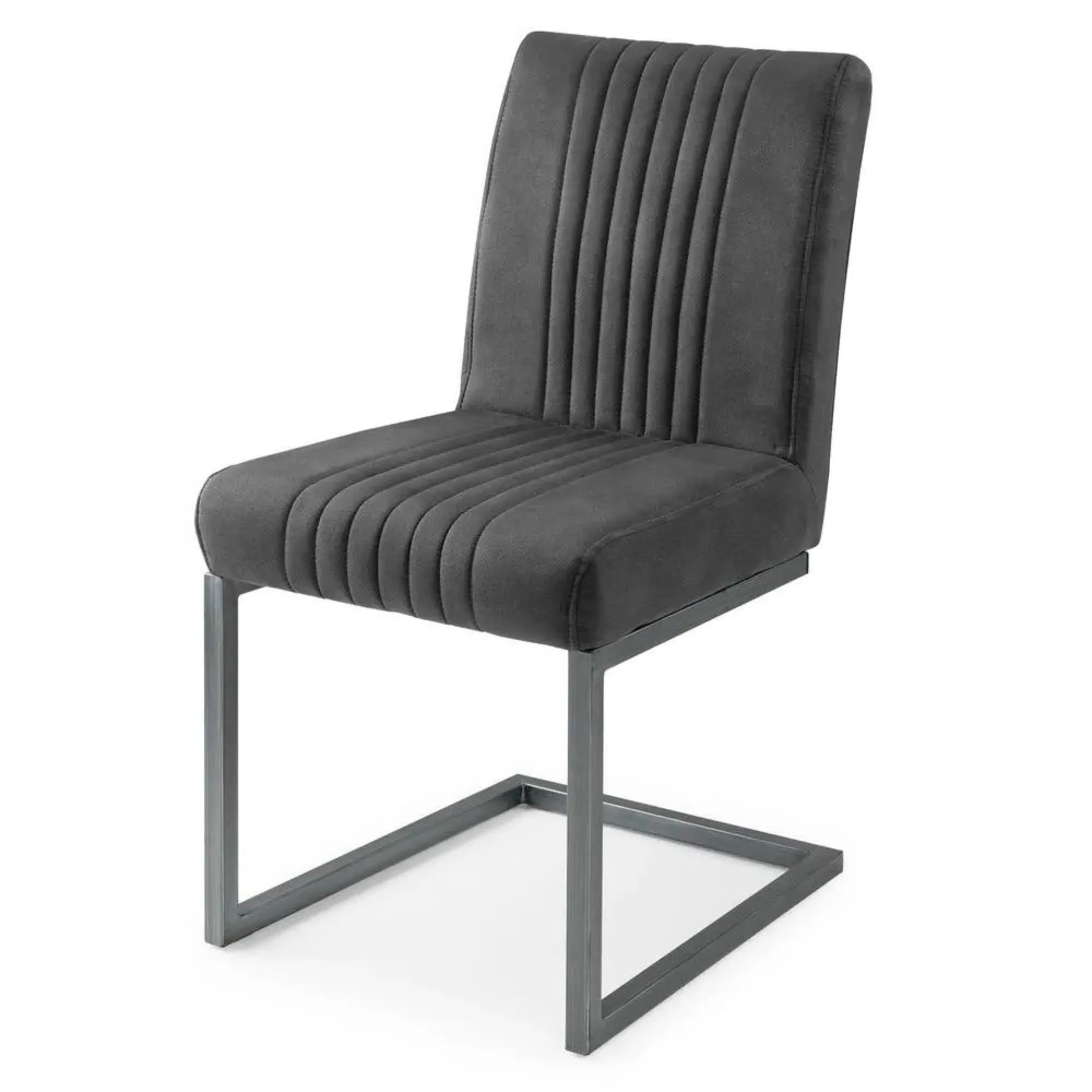 Brooklyn Cantilever Dining Chair - Charcoal Grey, Suede