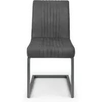 Brooklyn Cantilever Dining Chair - Charcoal Grey, Suede