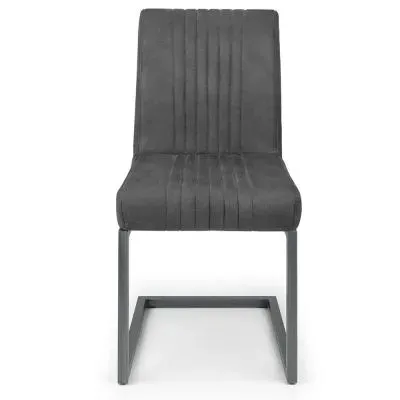 Brooklyn Cantilever Dining Chair - Charcoal Grey, Suede