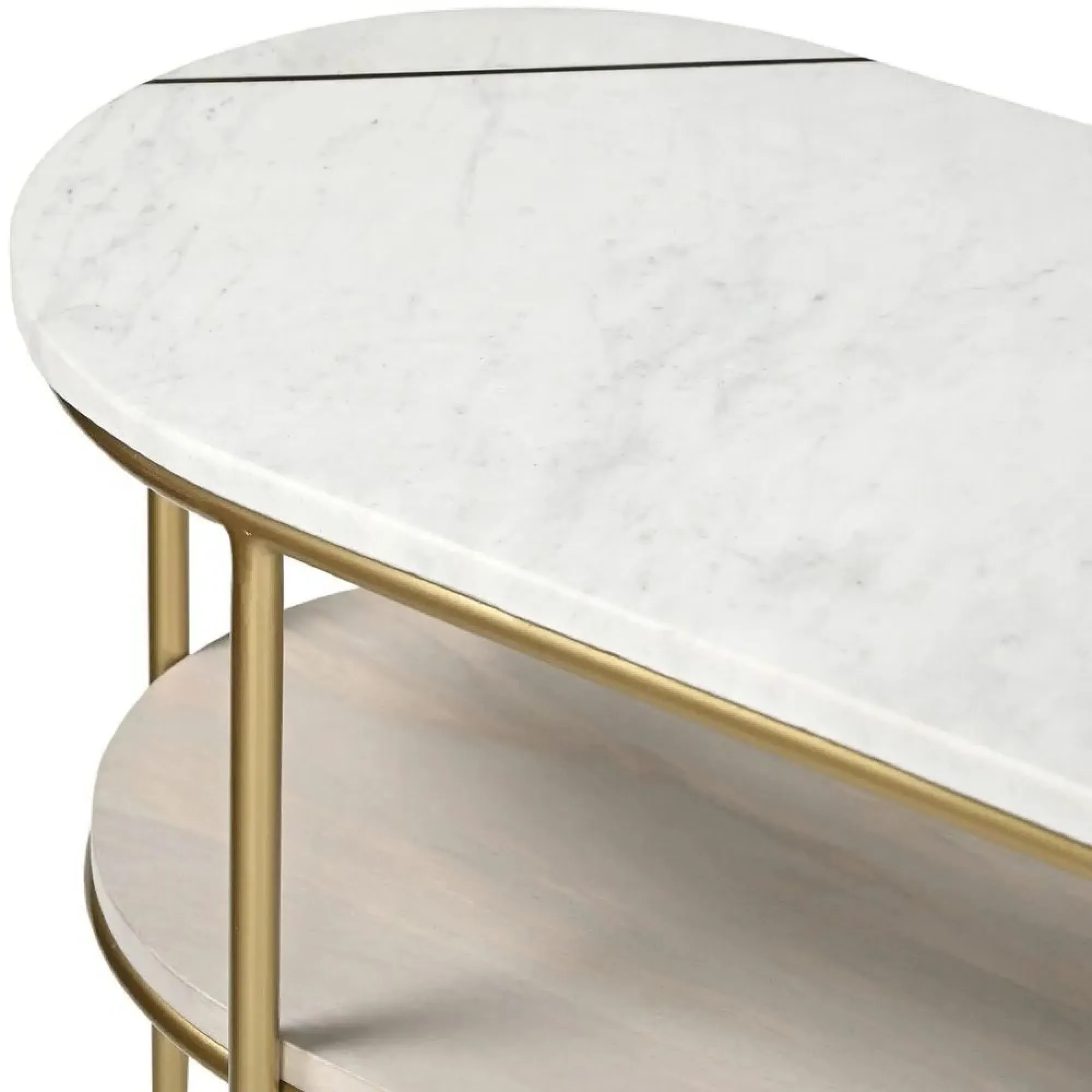 Buxton Oval Console Table - White, Marble