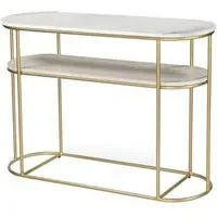 Buxton Oval Console Table - White, Marble