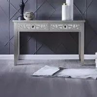 Cardiff Grey Mirrored 2 Drawer Console Table - Antique Brass