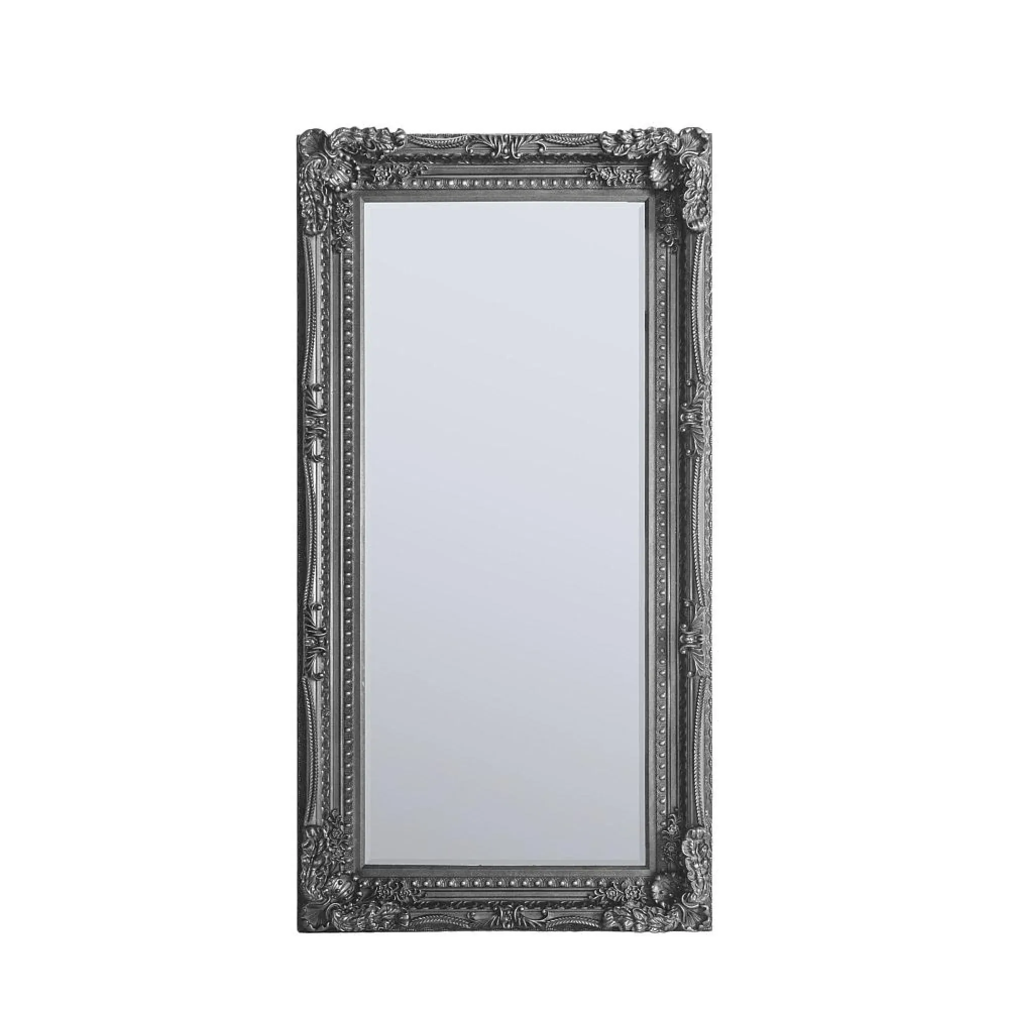 Carved Louis Leaner Rectangular Mirror - Silver