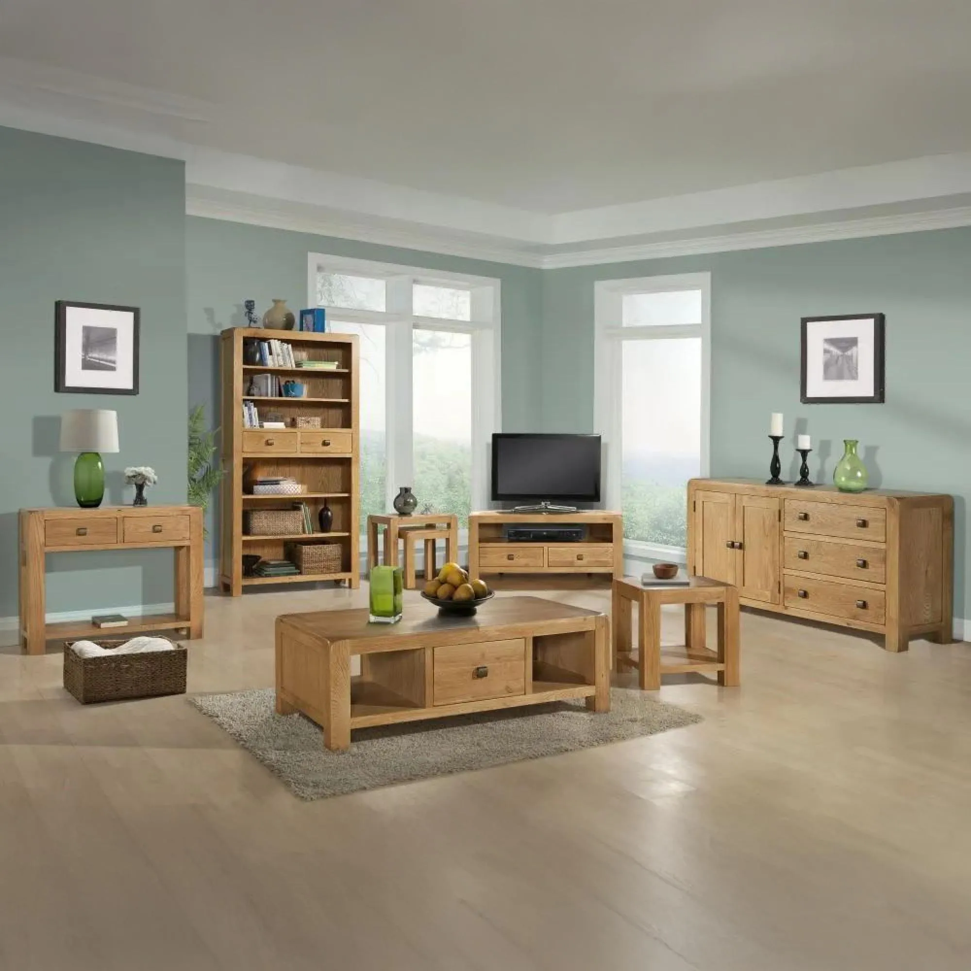 Curve Oak 1 Drawer Coffee Table - Wax